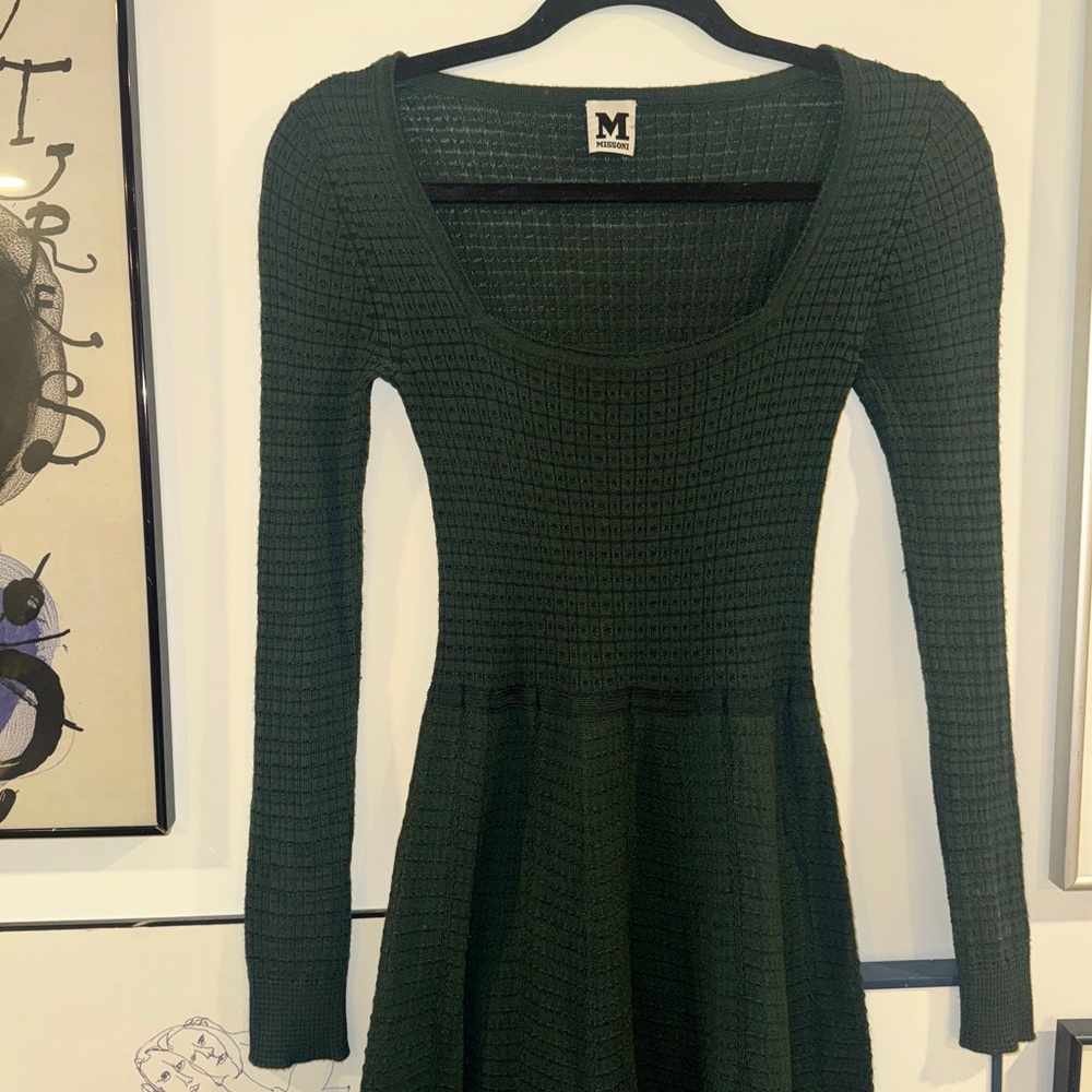 Vintage M by Missoni green knit long sleeve skater dress - fits like M - Picture 3 of 11